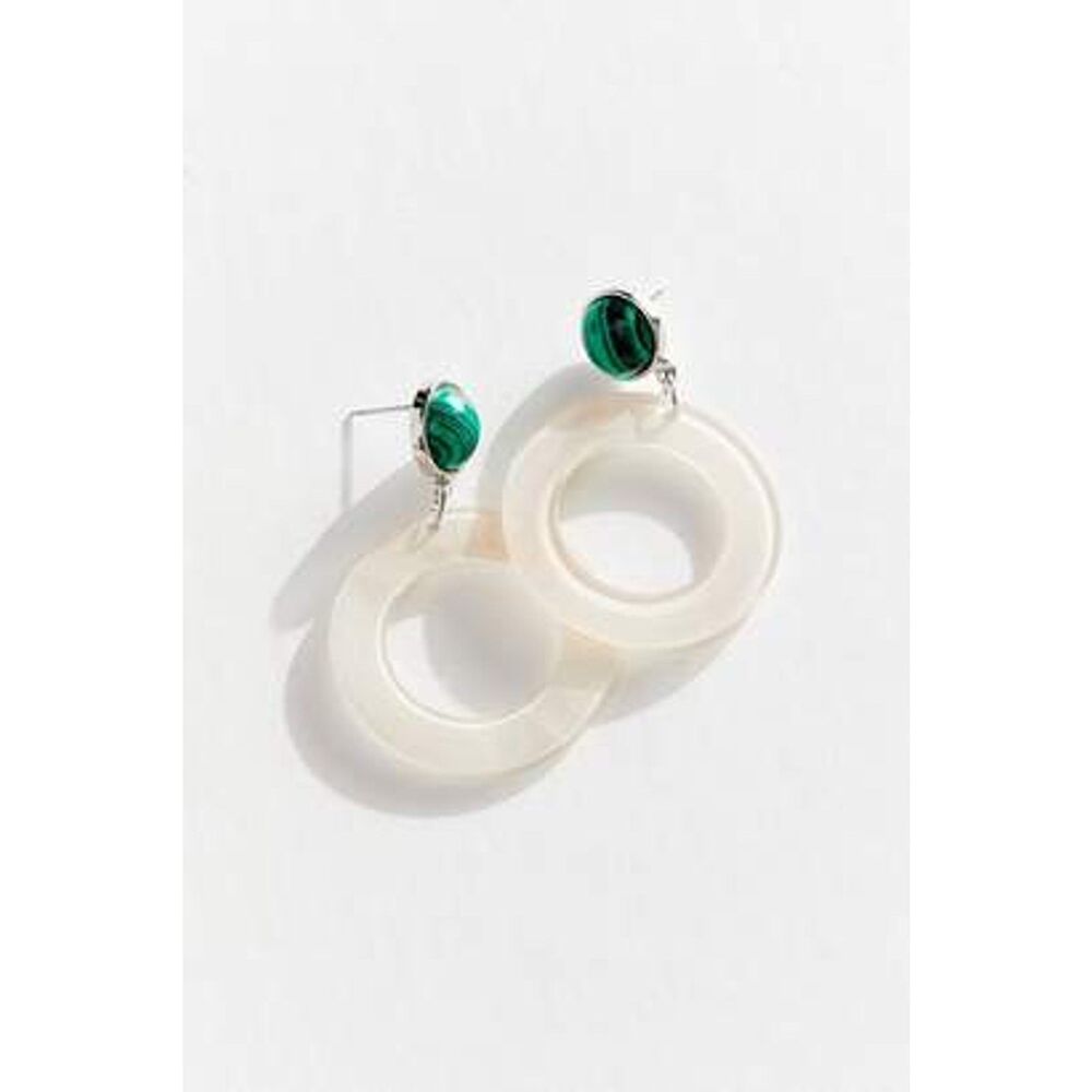 Urban Outfitters Women's Saoirse Resin Hoop Earrings NWT 38 White Emerald